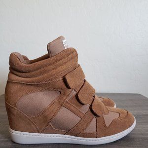 Skechers SKCH+3 Suede Wedge Sneakers Shoes Brown Size Women's 10